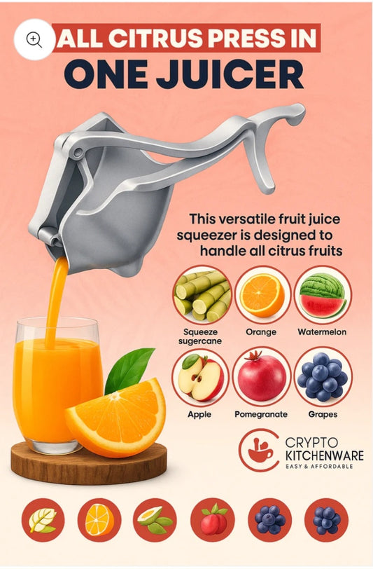 Crypto Kitchenware Heavy-Duty Manual Juicer – Multipurpose Fruit & Citrus Press